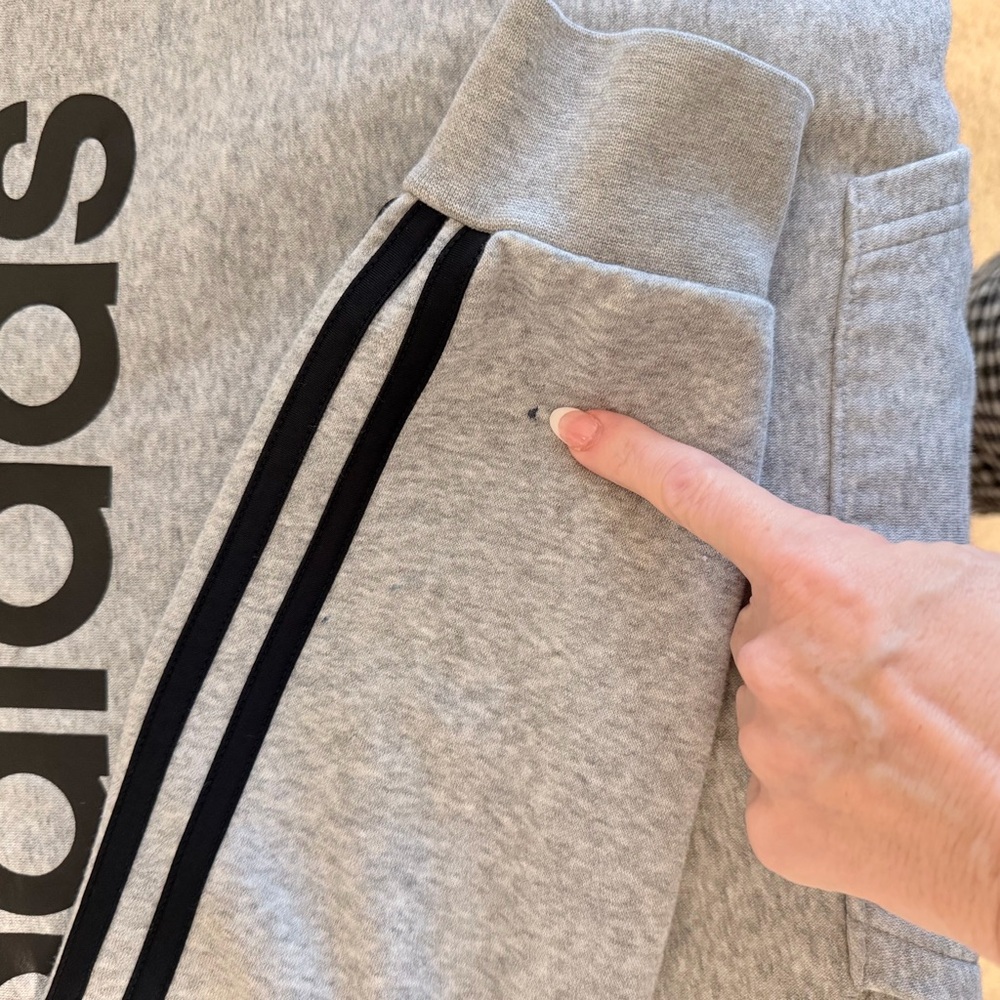 adidas Gray Logo Hoodie | Fleece Lined Pullover Sweatshirt | Gray | Men's Medium - Picture 8 of 10